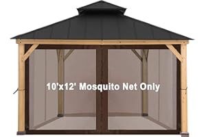 CoastShade Universal Replacement Canopy Mosquito Netting Screen Sidewalls Height 7FT for 8x8 or 10x10 or 10x12 Gazebo Canopy,Brown