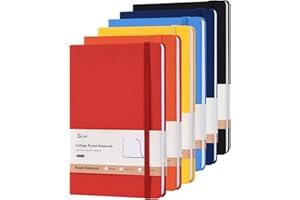 SUIN Hardcover-Journal-Notebooks, 6 Packs A5 Lined Journals Notebook for Writing 200 Pages, 8.2 x 5.5 inch, 6 Colors Classic Ruled Notebooks for Work/Travel/College