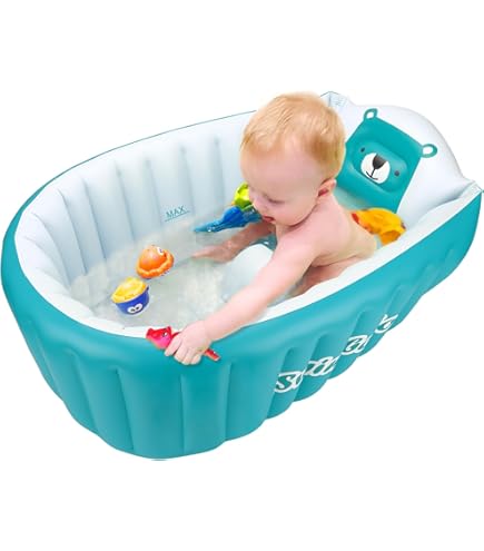 Inflatable Baby Bathtub, Kid Infant Toddler Infant Newborn Inflatable Foldable Shower Pool (Blue) : Baby