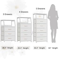Furnulem White Dresser with 5 Drawers, Vertical