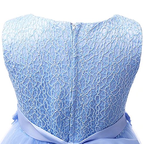 ZAH Girl Dress Kids Ruffles Lace Party Wedding Dresses(Blue,9-10Y) - Thumbnail 5