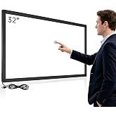 Bosunre 32 Inch Infrared Touch Screen Frame, 20 Point Interactive IR Touch Panel Overlay, Plug &amp; Play Aluminum Black IR Touchframe for Digital Signage &amp; Kiosk