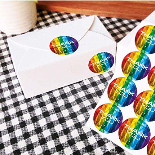 Mookee Rainbow Thank you Sticker Labels, 1 Inch Round