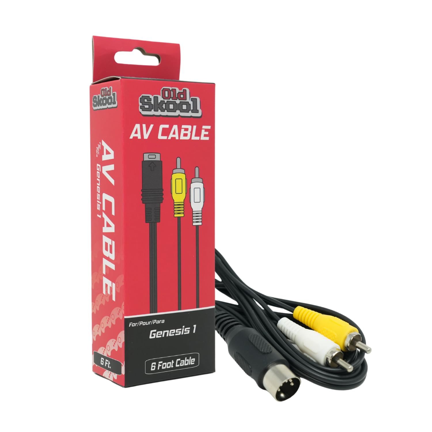 Old Skool Sega Genesis 1 Standard AV Cable RCA Connection Cord - 6 feet