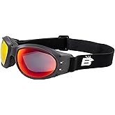 Birdz Eyewear Eagle Padded Dirt Bike Motorcycle Riding Goggles Black Frame with Mirror Lens for Men and Women