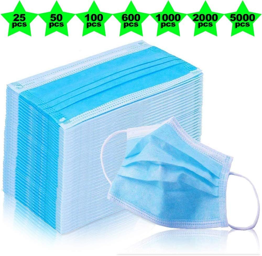 Disposable Earloop Face Masks，Great for Virus Protection and Personal Health (100)