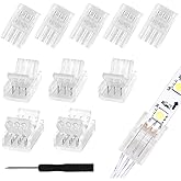 RGBZONE 10Pcs 3 Pin 8mm LED Strip Connectors Gapless Solderless Strip to Wire Quick Connector Universal for 8mm Waterproof and Non-Waterproof WS2811 WS2812B LED Strip Lights