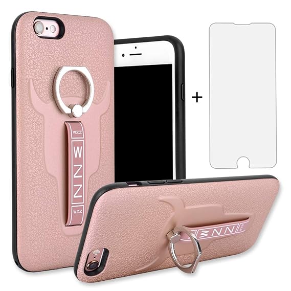Asuwish iPhone 6 6s Six Hülle Handy Schutzhülle mit Ring Mädchen Dünn Slim Stoßfest Matt Stand Hardcase [Panzerglas + Handyhü