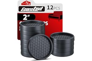 Ezprotekt 2 inch Non Slip Furniture Pads for Hardwoods Floors, Non Skid Furniture Coasters 12 Pcs Round Rubber Furniture Caster Cups Floor Protectors for Bed Couch Chair Desk (Black)