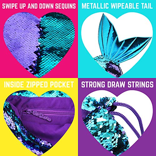 GirlZone: Magical Mermaid Tail Sequin Backpack for Girls, Gift For Girls