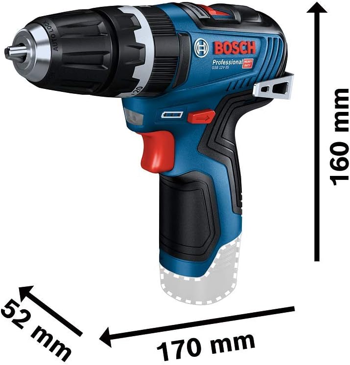 Bosch Professional 12V System Cordless Combi GSB 12V-35 (incl.2X GBA 3.0Ah Battery, GAL 12V-40 Charger, 1x Belt Clip - Image 4