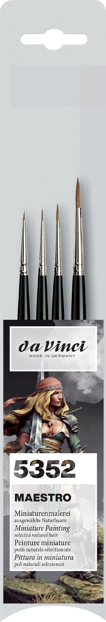 Da Vinci Maestro KOLINSKY Brush Set for Tablet Top and Miniature Painting, Green, kurzstielig