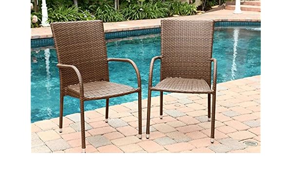 Amazon Com Abbyson Palermo Outdoor Wicker Dining Chair In Brown