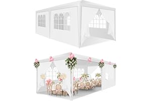 HOTEEL 10x20 Canopy Tent with Removable Sidewalls, White Tents for Parties Outdoor Party Tent Waterproof & UV Protection for Gazebo Shelter Carpas Wedding Events BBQ Upgrade 3.0
