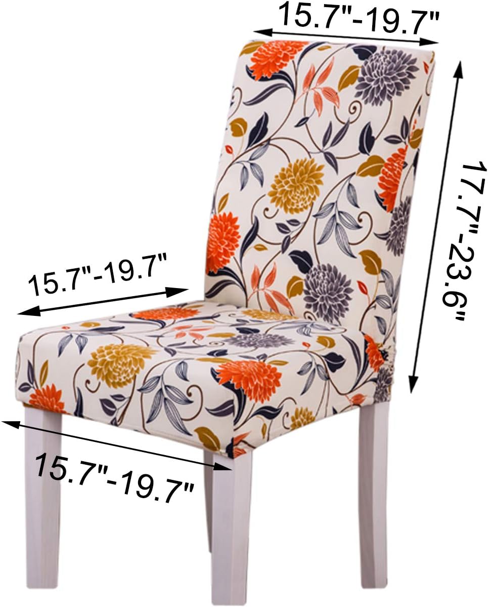 Ogrmar 4PCS Stretch Removable Washable Dining Room Chair Protector Slipcovers/Home Decor Dining Room Seat Cover Multiple Styles (Style 6): Furniture & Decor