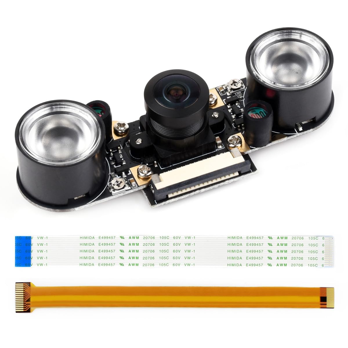 Waveshare IMX219-160IR Camera Supports Jetson Nano Developer Kit Compatible with Raspberry Pi 5 /Pi4/CM4, 8 Megapixels Infrared Night Vision 160° FOV Suits for AI Projects