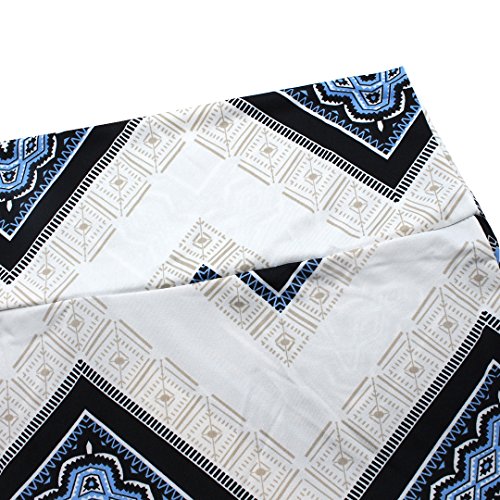 Women Fashion Summer Printed High Waisted Beach Maxi Skirts Long Skirt(White Geometric), 2XL