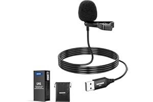 Neewer USB A Lapel Microphone, Plug & Play Mini Omnidirectional Clip On Lavalier Mic 2m Cable for USB 2.0 Mac Windows PC Lapt