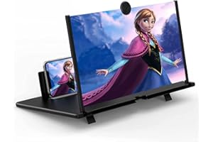 KERFULTY 12" Screen Magnifier for Cell Phone – 3D HD Magnifing Screen Enlarger Projector for Movies Videos and Gaming – Foldable Phone Stand Holder with Screen Amplifier–Supports All Smartphones (Black-12inch)