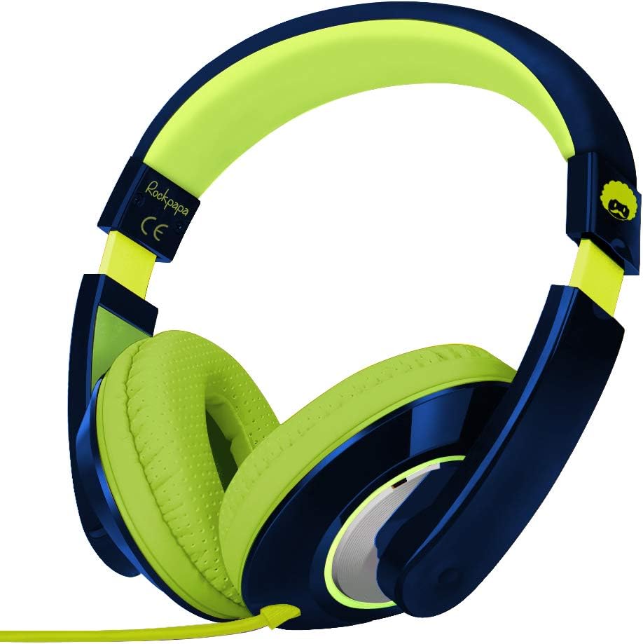 Rockpapa Comfort+ Adjustable Over Ear Headphones Earphones with Microphone in-line Volume for Adults Kids Childs Teens, Smartphones Laptops DVD MP3/4 Surface iPhone iPod iPad MacBook Navy: Home Audio & Theater