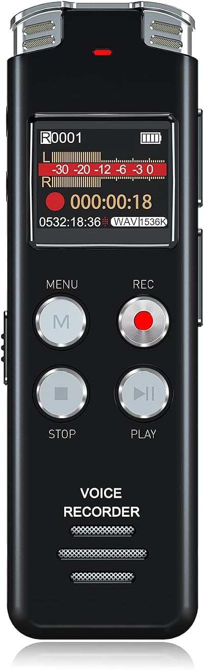 EVISTR L357 64GB Digital Voice Recorder USB MP3 Player with AVR