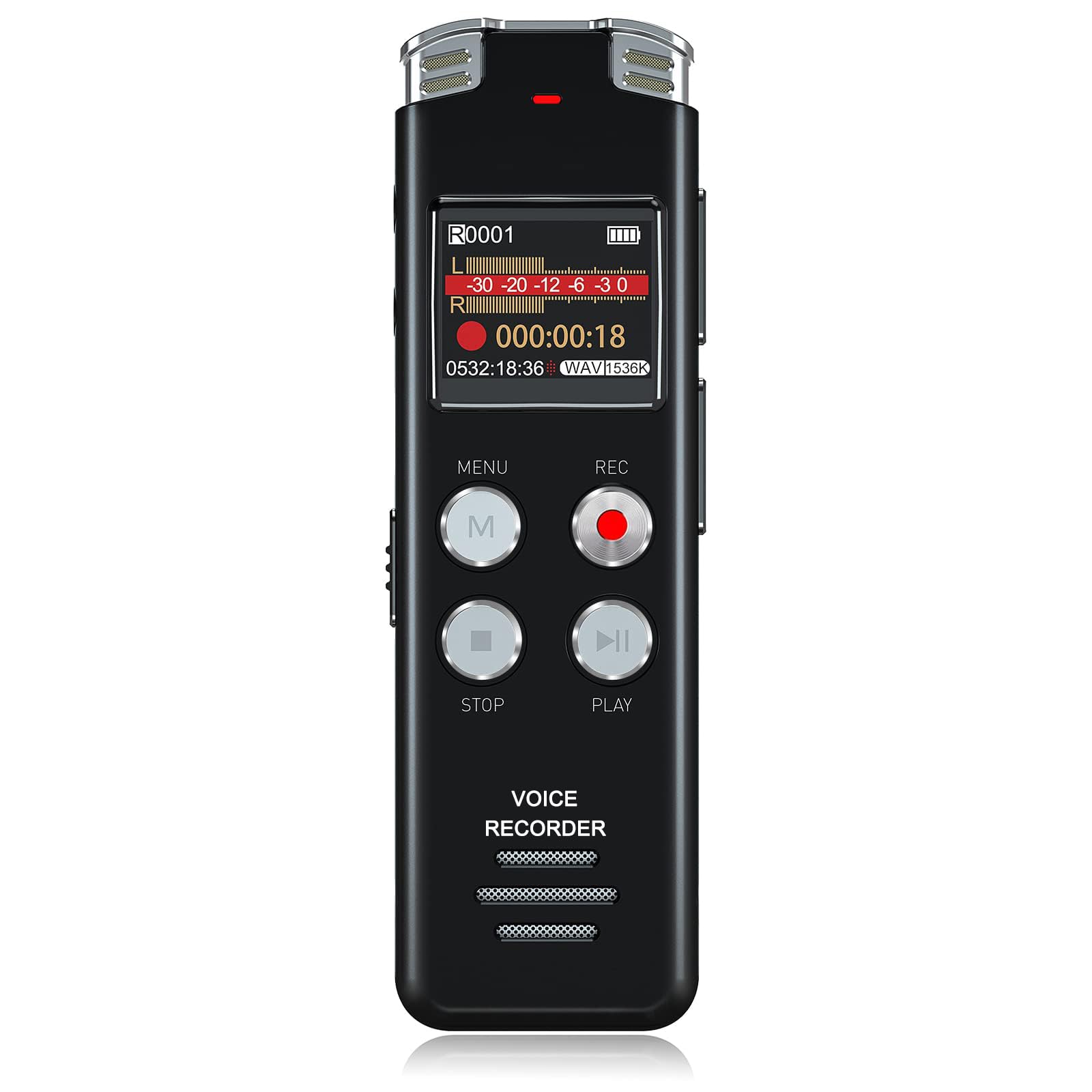 64GB Digital Voice Recorder with Voice Activated Recording and Playback - EVISTR L357 USB Rechargeable Dictaphone | Dictation Machine with MP3 Player