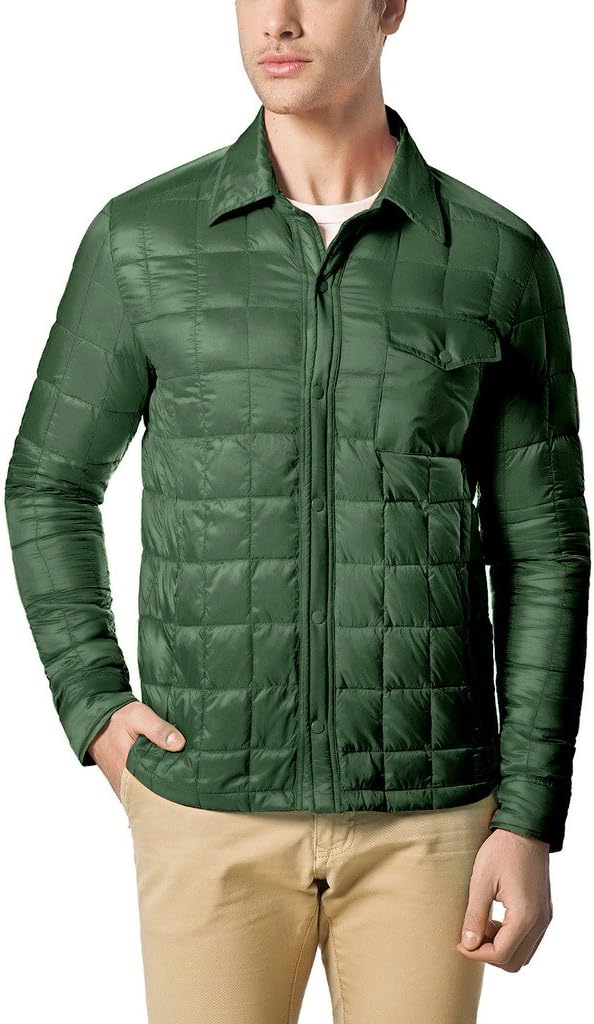 XPOSURZONE Men Packable Down Quilted Shirt Lightweight Puffer Jacket