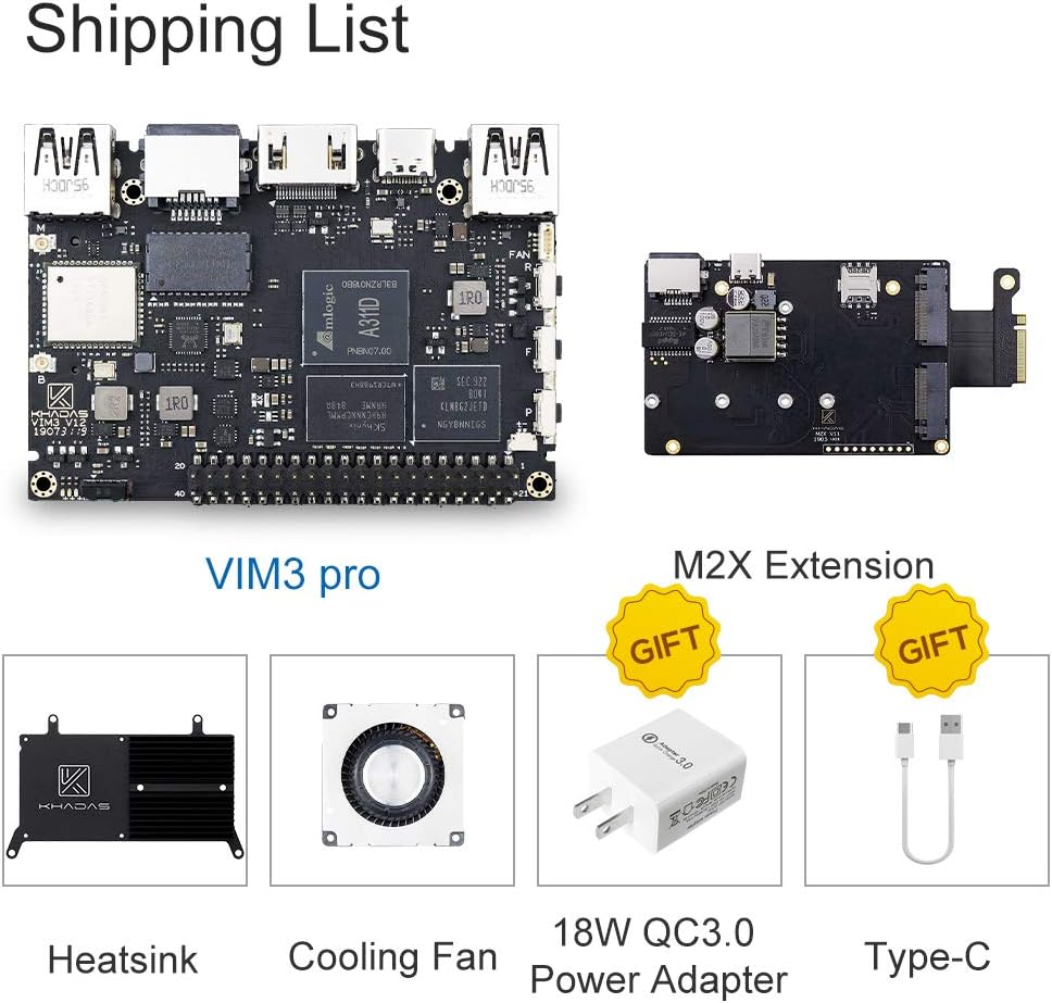 Khadas VIM3 Single Board Computer SBC Amlogic A311D with 5.0 Tops NPU AP6359SA Wi-Fi Support Android Linux(4G RAM) - Image 3