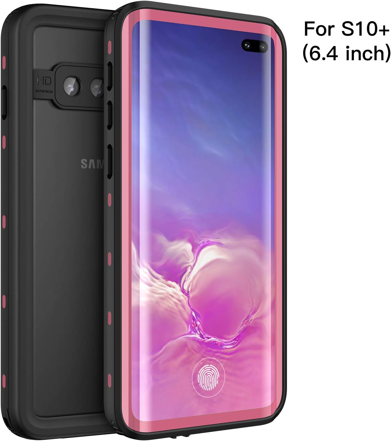 Fansteck Samsung Galaxy S10 Plus Waterproof Case, IP68 Waterproof/Snowproof/Shockproof/Dirtproof, Full-Body Protective Case with Built-in Screen Protector for Galaxy S10+ (6.4 inch-Pink)