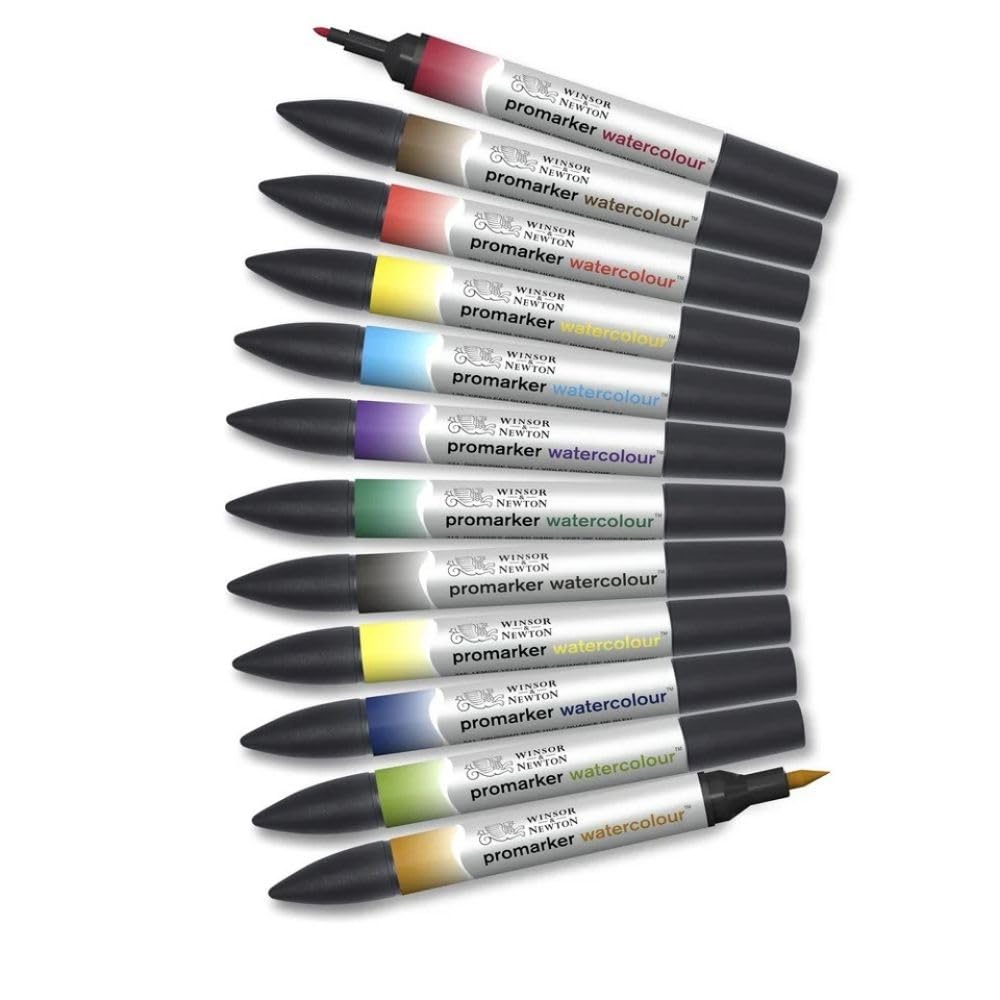 Winsor & Newton,12 - Aquarellmarker im Set,Primary colours 0290165 Watercolour Basic Tones Marker Set
