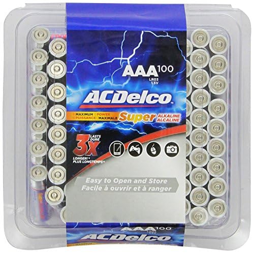 ACDelco 100 AAA Alkaline Batteries in Reclosable Storage Box, 100 Count image