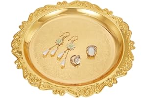 PH PandaHall 9.84" Gold Tray Jewelry Display Tray Vintage Trays Candle Trays Dispenser for Wedding Party Cosmetics Perfume Je