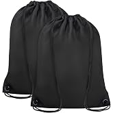 CALACH 2PCS Drawstring Bags Bulk, String Backpack for Men Women, Cinch Bag Draw String Back Bag for Gym, Sports, Travel, Swimming, Beach, Black