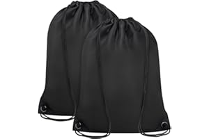 CALACH 2PCS Drawstring Bags Bulk, String Backpack for Men Women, Cinch Bag Draw String Back Bag for Gym, Sports, Travel, Swimming, Beach, Black