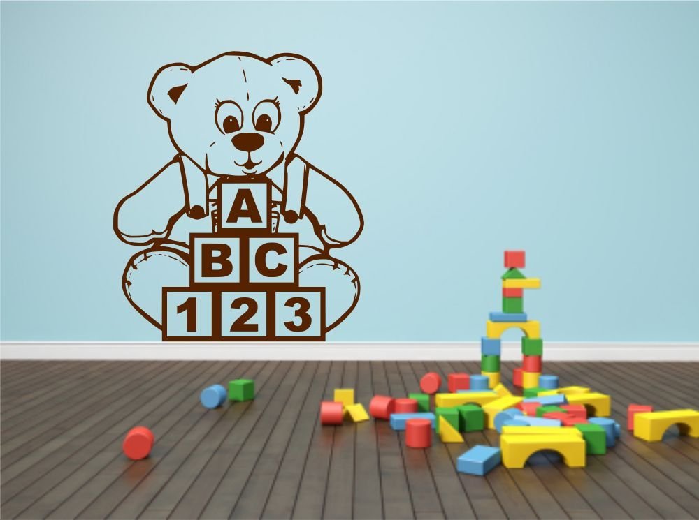 Teddy Bear Blocks ABC Wall Sticker Child Decal Transfer Mural Stencil Art Tattoo WSD698 — image 1