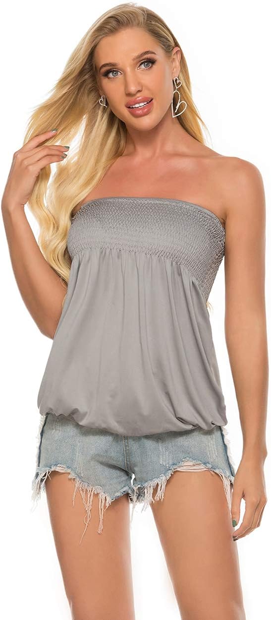 Womens Holiday Strapless Pleated Tube Top Shirt Halter Twisted Tank Top Blouse