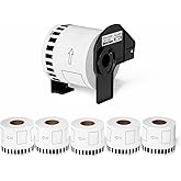 Suminey - Compatible Continuous Labels Replacement for Brother DK-2205 (2.4 in x 100 ft), Use with Brother QL Label Printers [6 Rolls+ 1 Refillable Cartridge] ﻿