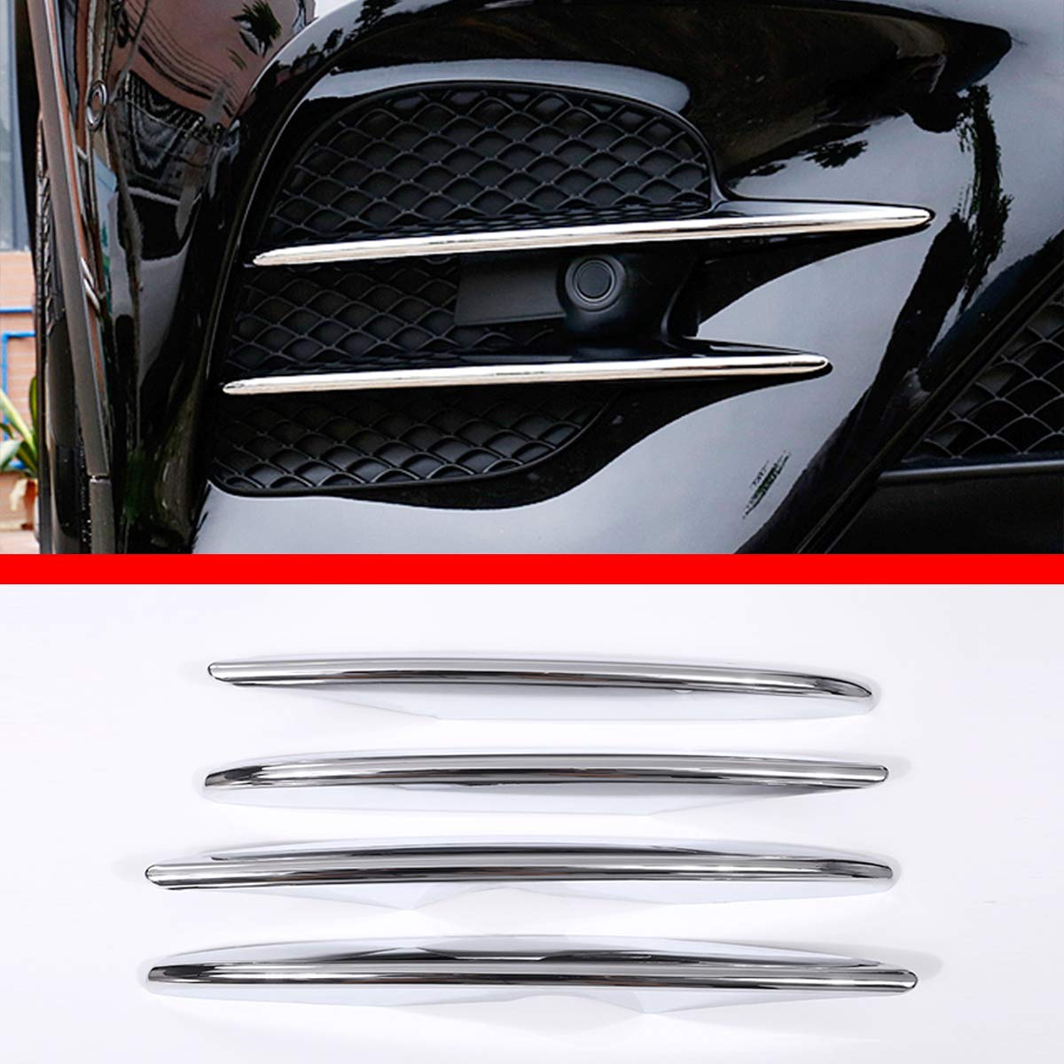 YIWANG ABS Chrome Car Air Intake Grille Strip Trim 4Pcs For Benz GLC Class X253 2017-2019 Accessories