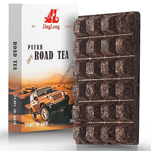Chinese Tea Puerh - Pu erh Tea Brick of 24 Portions (48 cups) - Yunnan Shu Puer - Post-Fermented Black Loose Leaf Tea - Natural Ripe Puerh Detox tea with Antioxidants for Weight Loss 100g/3.6 ounces