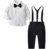 SANGTREE Baby Boy Gentleman Long Sleeves Suit Sets with Pocket White Black 2-3T