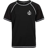 Quad Seven Boys Swim Shirt - Quick Dry Sun Protection Short Sleeve Rash Guard for Boys Surf Youth Kids Swimwear (Sizes: 5-18)