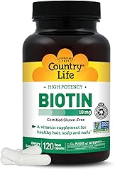 Country Life High-Potency Biotin 10mg - Vegan & Gluten-Free Biotin Supplement for Skin & Nails, Energy Metabolism - Biotin 10