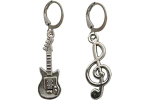 WYGUYO Guitar Earrings Music Note Earrings, Mismatch Lever Back Earrings, Minimalist Earrings, Musical Instrument Earrings, Music Lover