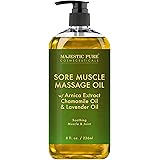 MAJESTIC PURE Arnica Sore Muscle Massage Oil for Body - Natural Therapy Oil with Lavender and Chamomile Essential Oils - Warm