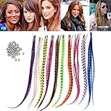 Professional Salon Feather Hair Extension Multi Color Mixed 50 Micro Beads & Plier hook Kits-24 Pcs