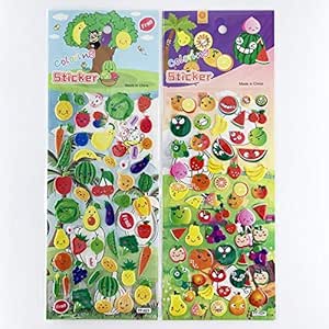 VCZX Pegatinas para niños, Juguetes, Fruta, sandía, patrón de Fresa, 3D