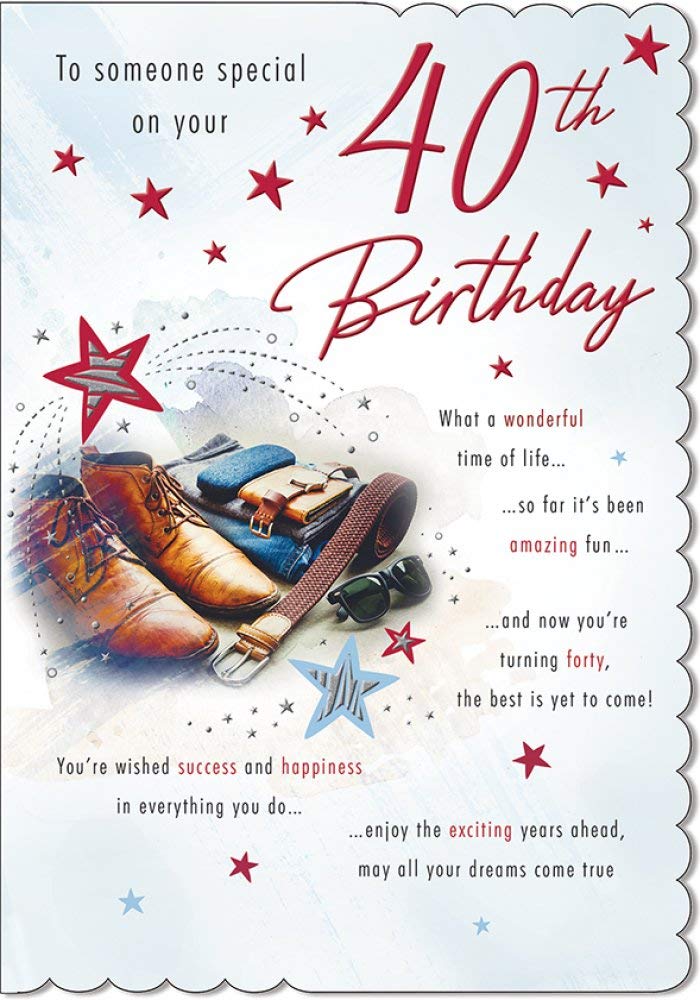 Traditional Milestone Birthday Card Age 40 M - 9 x 6 inches - Piccadilly Greetings