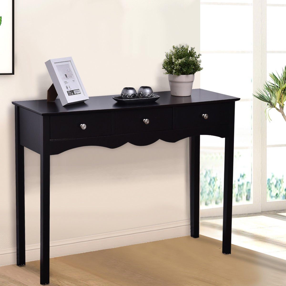 Console Table Hall Side Desk Accent Entryway Black 3
