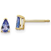 14k Yellow Gold Pear Shaped Stud Earrings with Faceted Blue Gemstones, Teardrop Gold Studs for Women, Fine Jewelry for Daily Wear, Classic Elegant Design, Lightweight and Timeless Accessory 6x3 mm