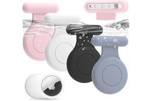 EKOONPFT 4 Pack Waterproof Air Tag Holder for Kids, Hidden Pin Airtag Holder for Apple AirTag GPS Tracker,Soft Silicone GPS Tracker Airtags Holder for Items,Shoes,Clothes,Adults,Elder(Pink+White+Black+Grey)